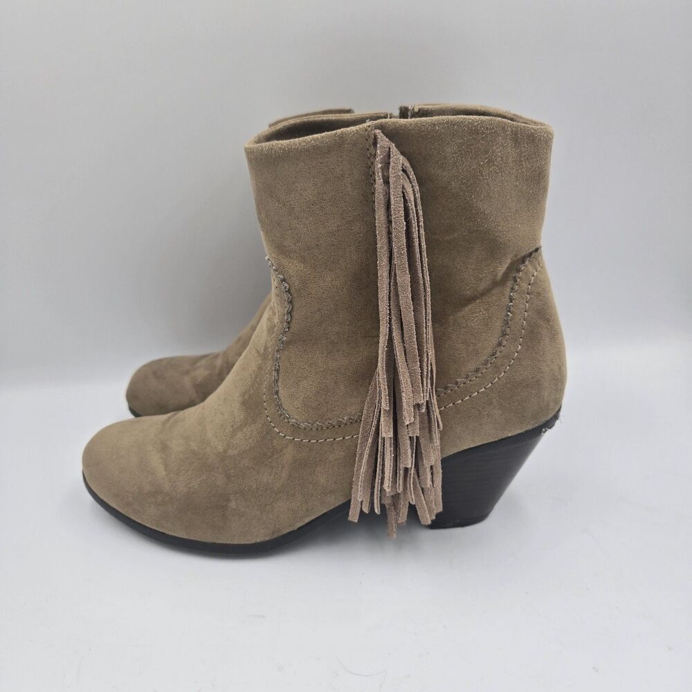 Womens Leather Ankle Booties Size 7 Brown Fringe Tassels Western Cowboy Cowgirl